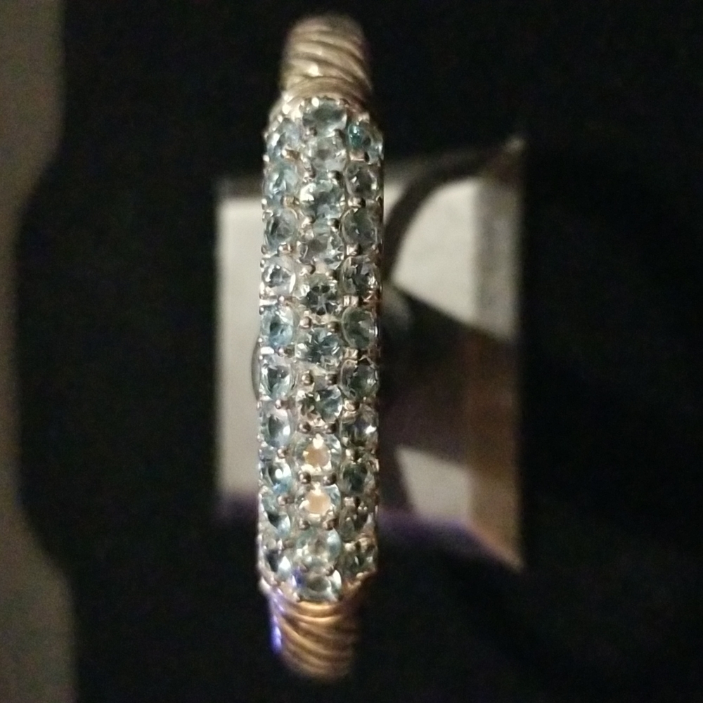 Sterling Silver 3.8ct Apilate Cluster Hinged Cuff Bracelet